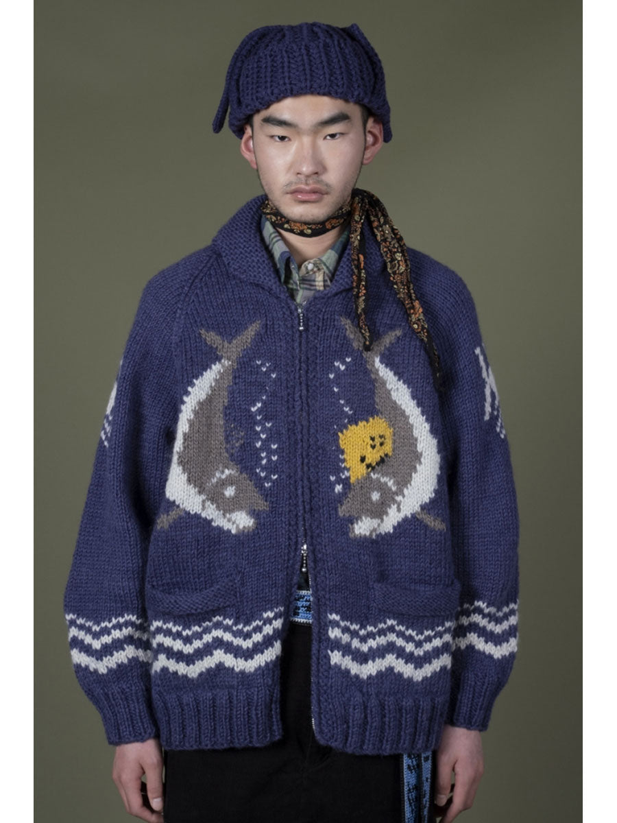Kapital Cowichan Hand Knit Rainbowy Trout Zip Cardigan | COJP Gallery
