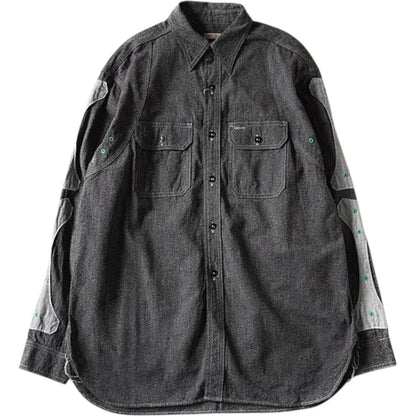 Kapital Heather Chambray 2Tone Bone Patch Ventilator Work Shirt