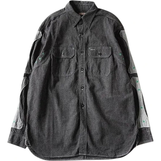 Kapital Heather Chambray 2Tone Bone Patch Ventilator Work Shirt