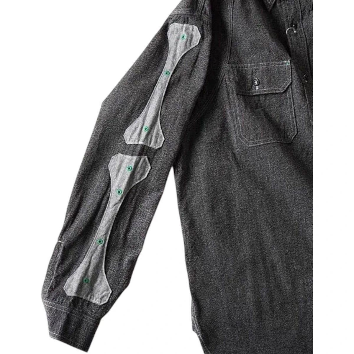 Kapital Heather Chambray 2Tone Bone Patch Ventilator Work Shirt