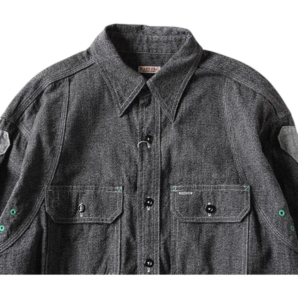 Kapital Heather Chambray 2Tone Bone Patch Ventilator Work Shirt