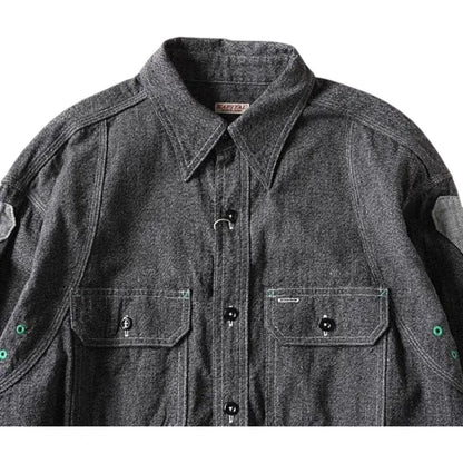 Kapital Heather Chambray 2Tone Bone Patch Ventilator Work Shirt