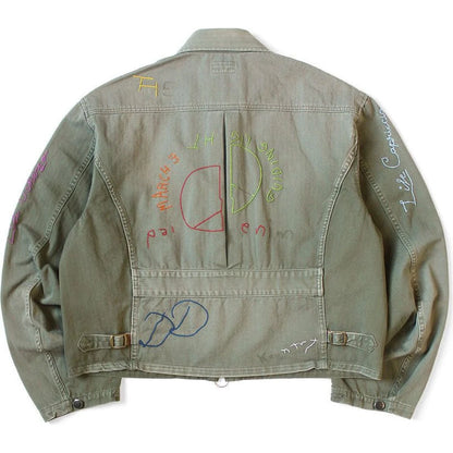 Kapital Herringbone Hunter Drizzler Jacket (Memorial Embroidery Model)