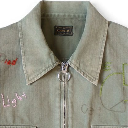 Kapital Herringbone Hunter Drizzler Jacket (Memorial Embroidery Model)