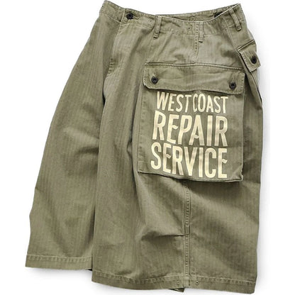 Kapital Herringbone Jumbo Monkey Shorts (Factory Repair Detail & Embroidery)