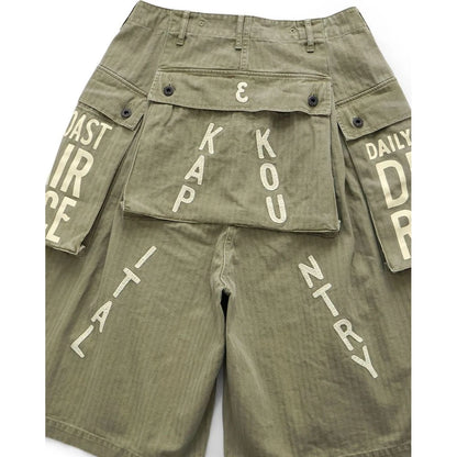 Kapital Herringbone Jumbo Monkey Shorts (Factory Repair Detail & Embroidery)