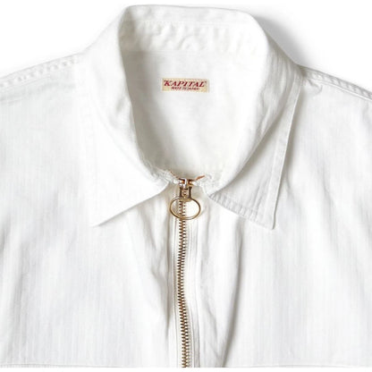 Kapital Herringbone Twill Sleeveless Zipper Work Shirt