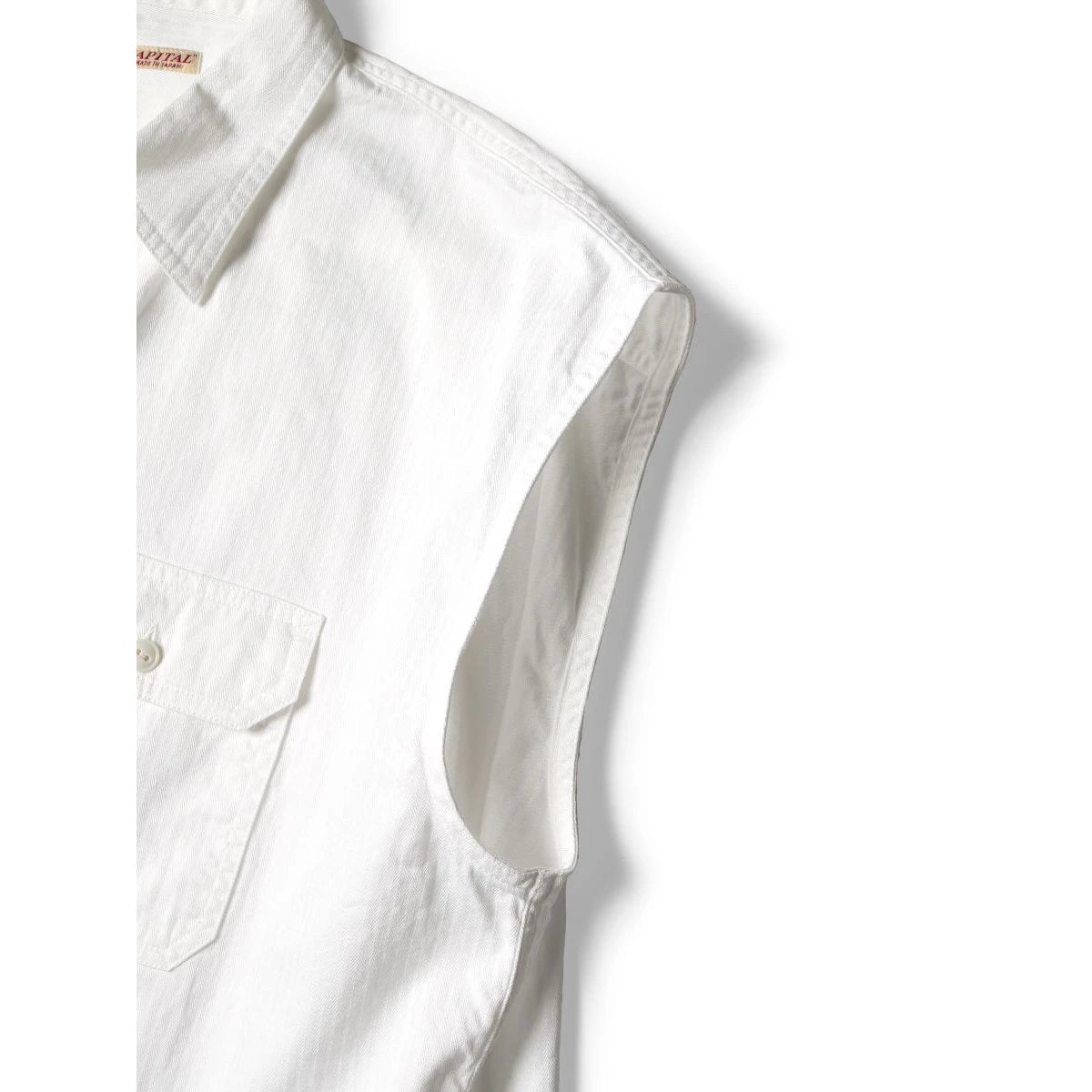 Kapital Herringbone Twill Sleeveless Zipper Work Shirt