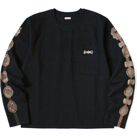 Kapital High-Density Jersey Crew Pocket Long Sleeve T-Shirt (Concho Belt Sleeve)