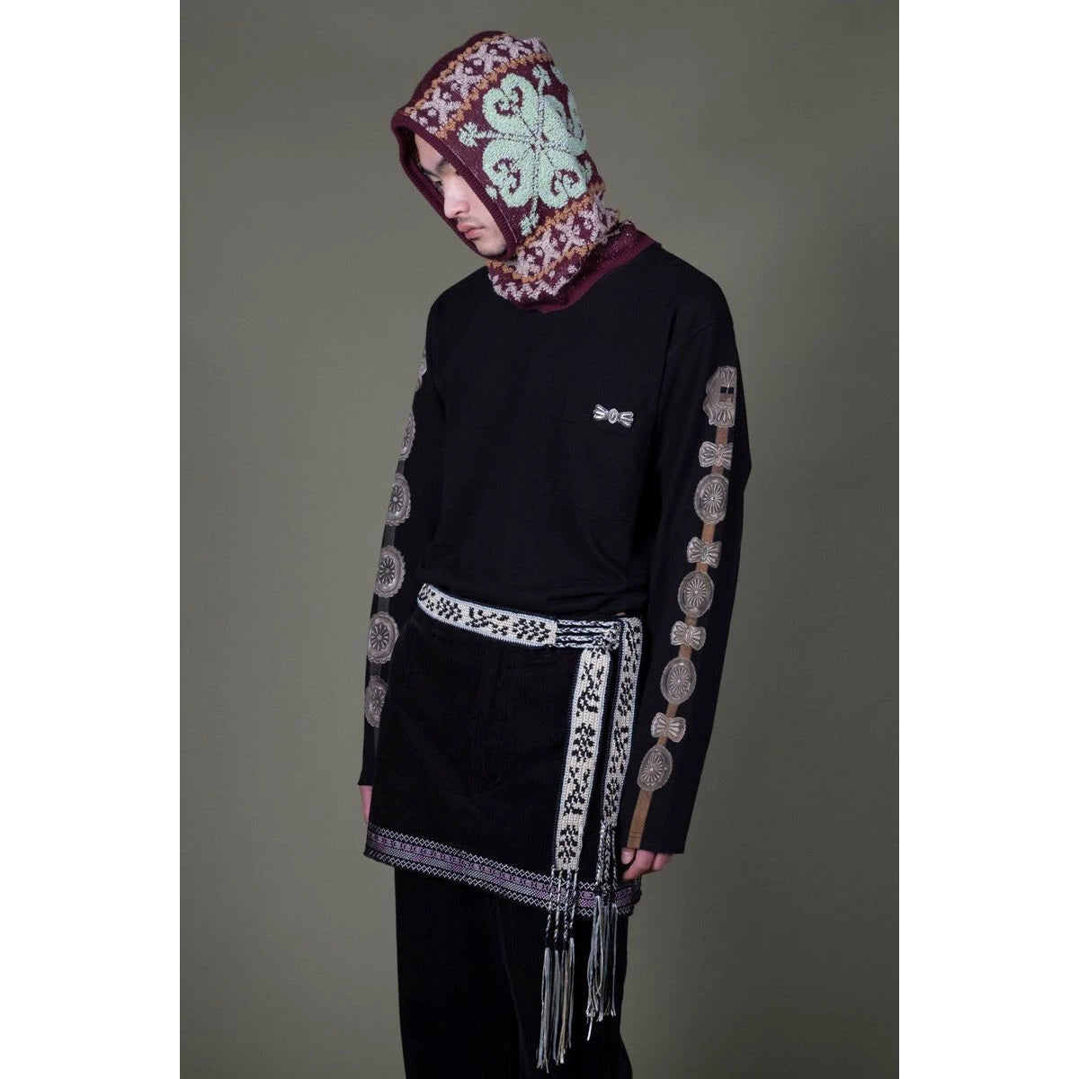 Kapital High-Density Jersey Crew Pocket Long Sleeve T-Shirt (Concho Belt Sleeve)