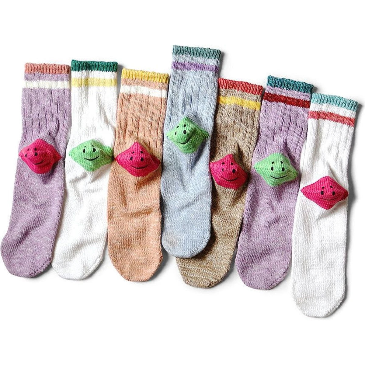 Kapital Ivy Rainbowy Smile Happy Heel Hold Socks