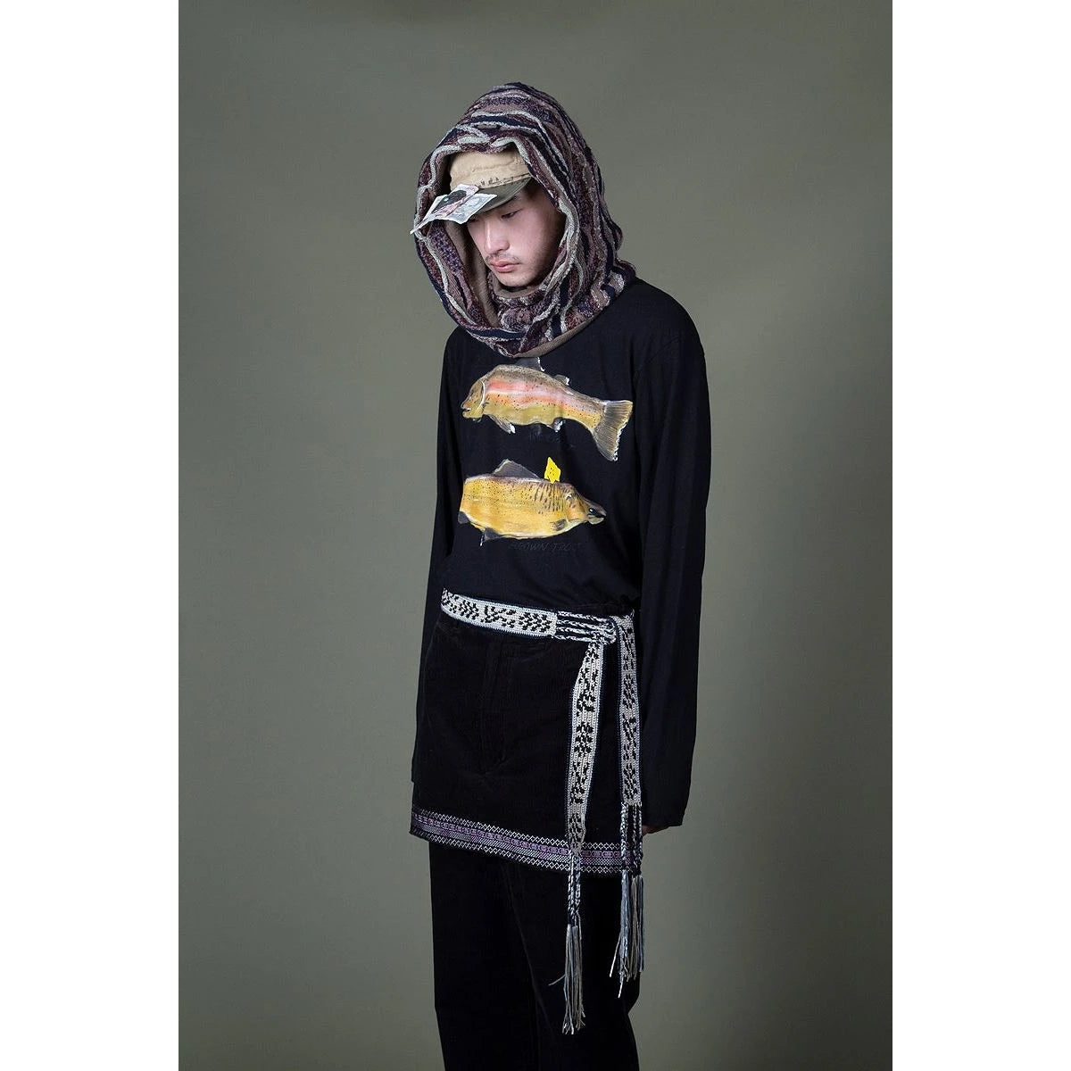 Kapital Jersey Crew Long Sleeve T-Shirt (2 Trout Peckish Rainbowy Print)
