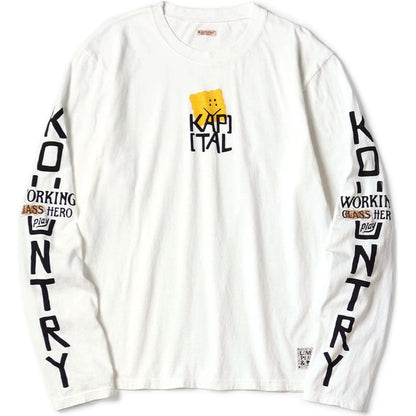 Kapital Jersey Crew Long Sleeve T-Shirt (Peckish Kapital Print)