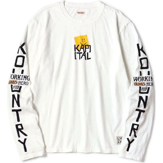 Kapital Jersey Crew Long Sleeve T-Shirt (Peckish Kapital Print)