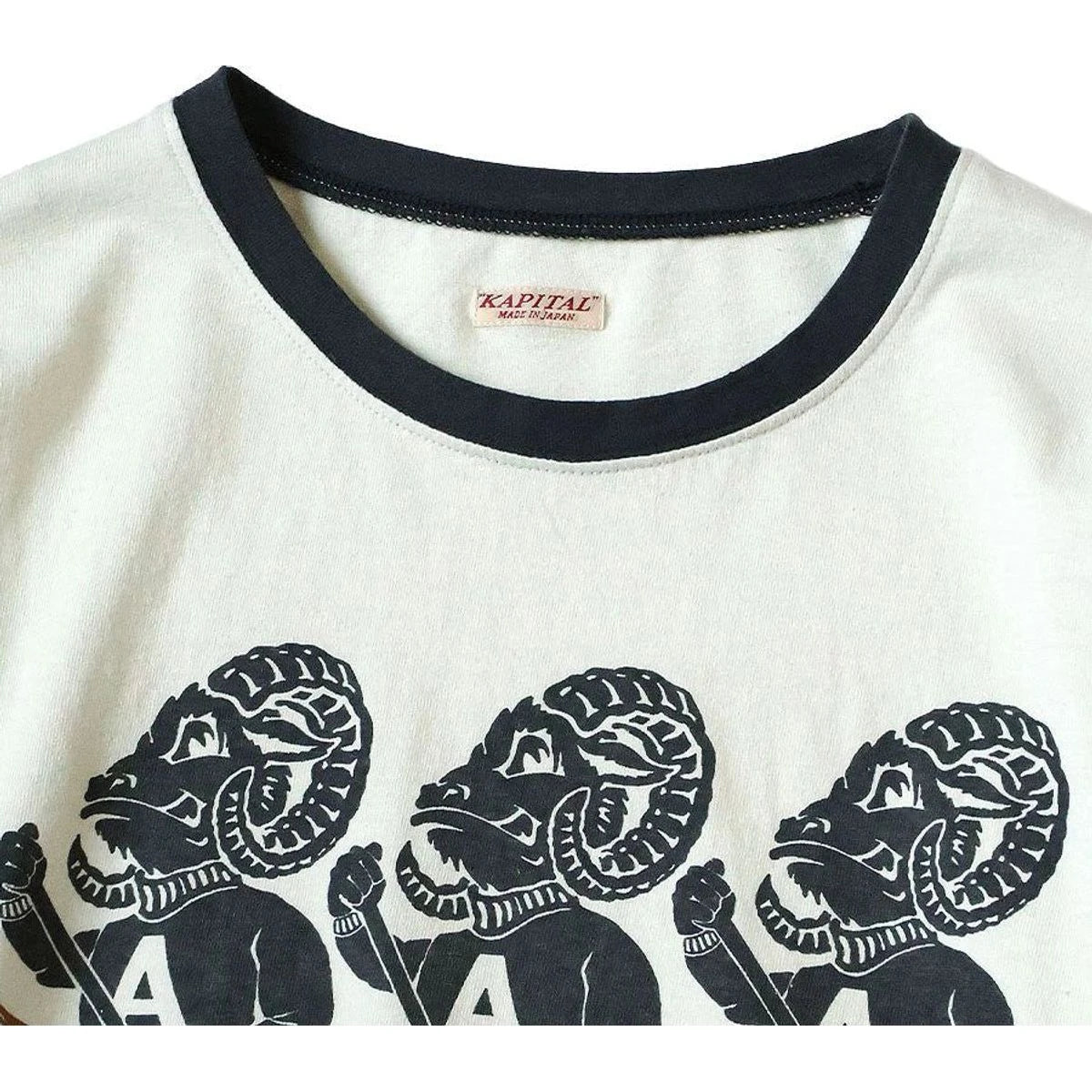 Kapital Jersey Crew Long Sleeve Tee (`A` Sheep Print)