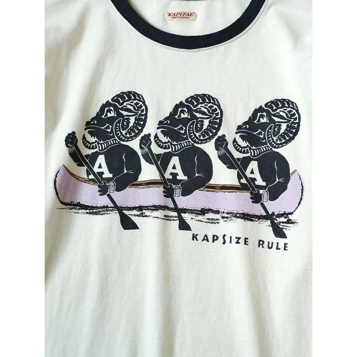 Kapital Jersey Crew Long Sleeve Tee (`A` Sheep Print)