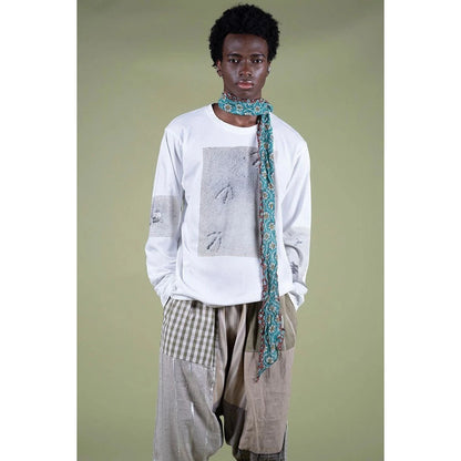 Kapital Jersey Crew Long Sleeve Tee (Gull Foot Print)