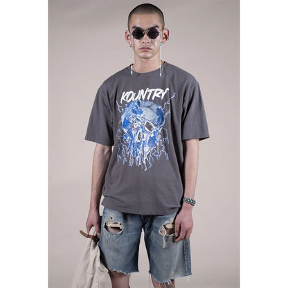 Kapital Jersey Crew Tee (Denim Face Print)
