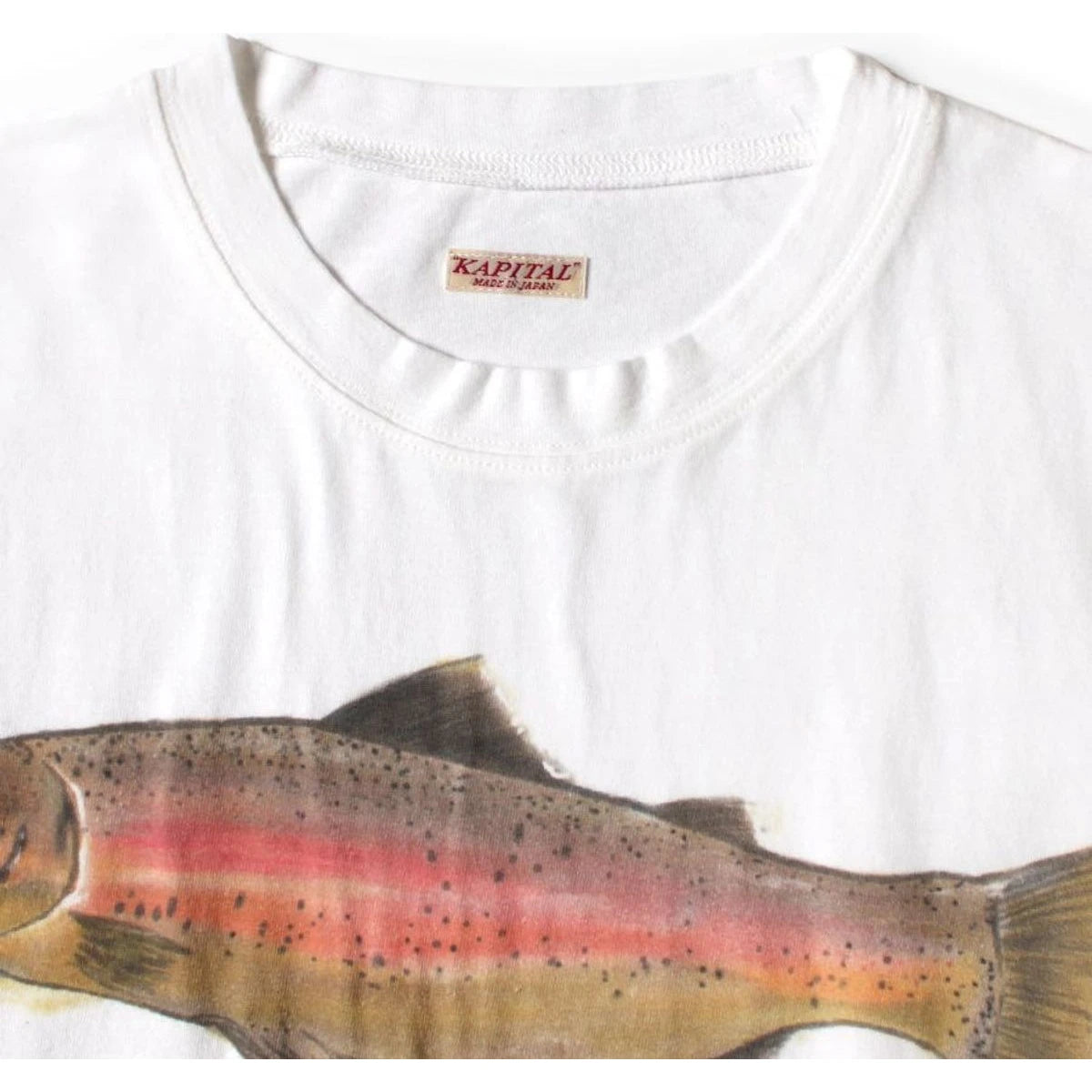 Kapital Jersey Crew T Shirt (2 Trout Peckish Rainbowy Print)