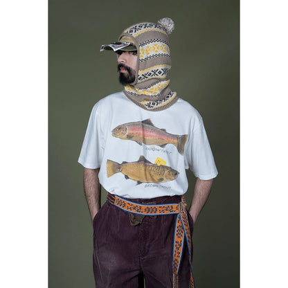 Kapital Jersey Crew T Shirt (2 Trout Peckish Rainbowy Print)