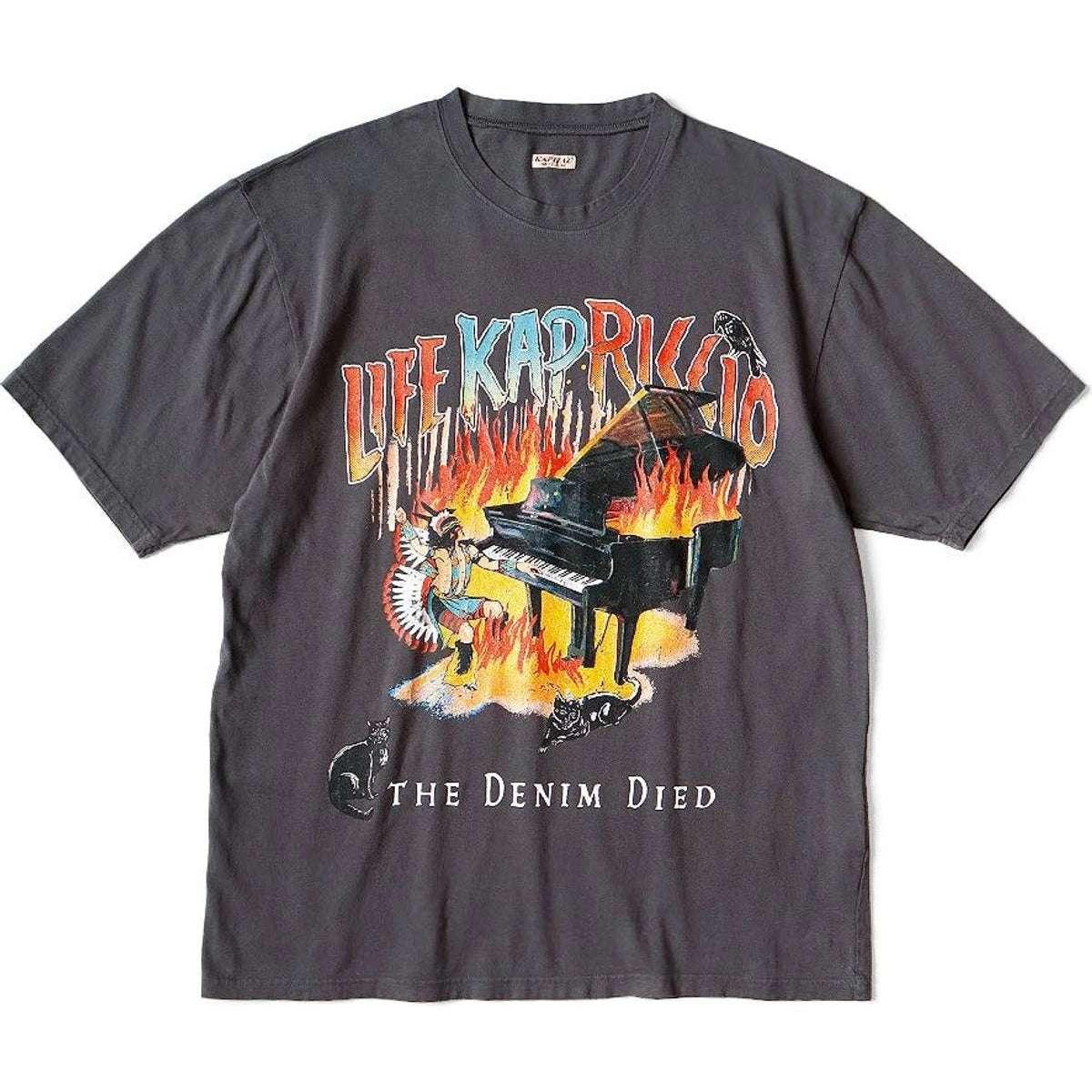 Kapital Jersey Crew T-Shirt (Burning Piano Print)