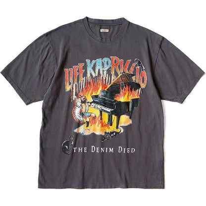 Kapital Jersey Crew T-Shirt (Burning Piano Print)