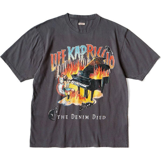 Kapital Jersey Crew T-Shirt (Burning Piano Print)