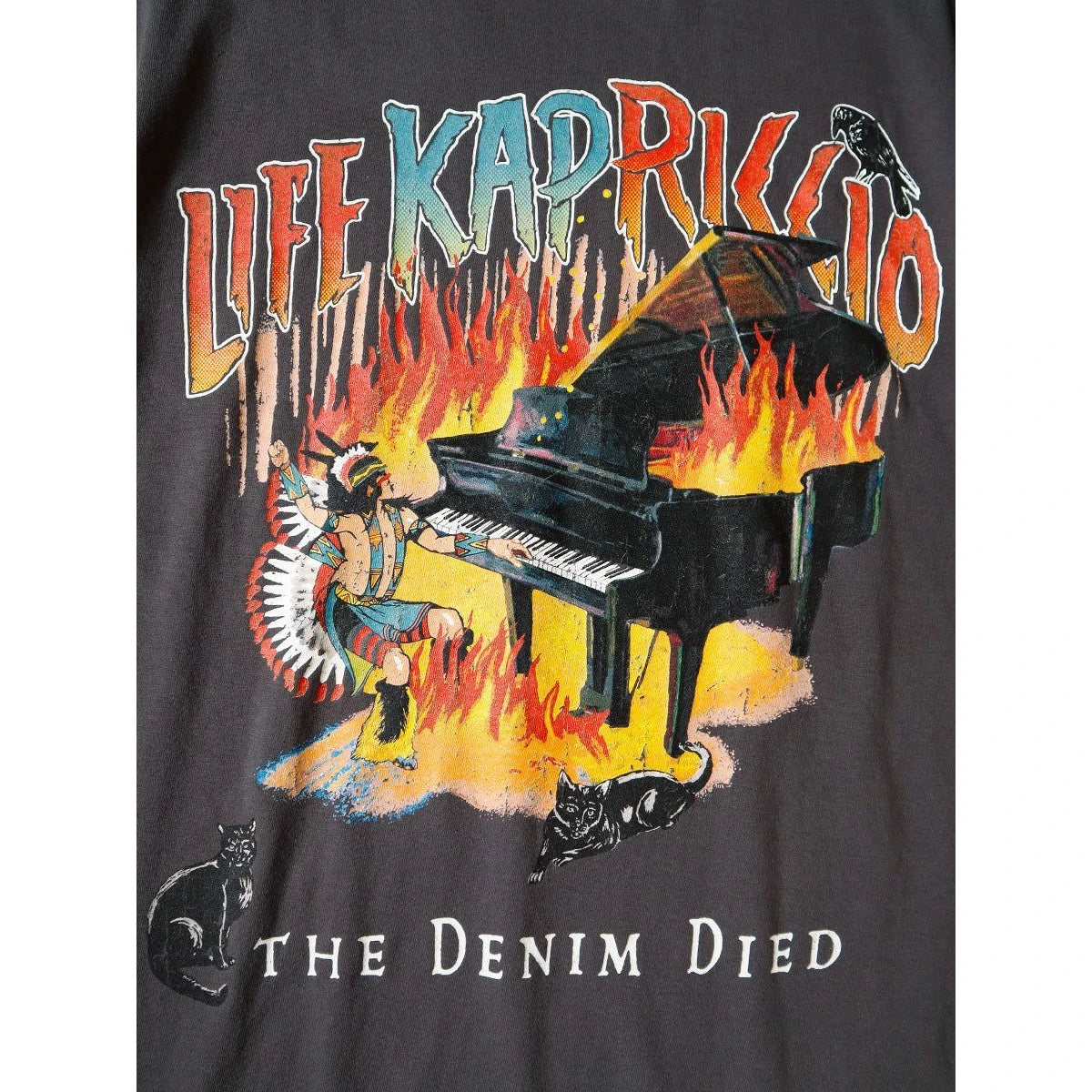 Kapital Jersey Crew T-Shirt (Burning Piano Print)