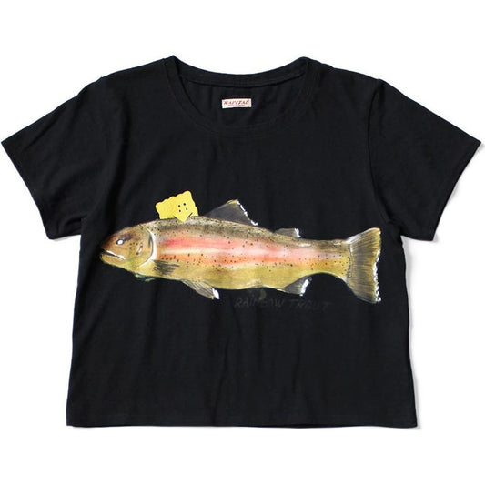 Kapital Jersey Cropped T-Shirt (1 Trout Peckish Rainbowy Print)