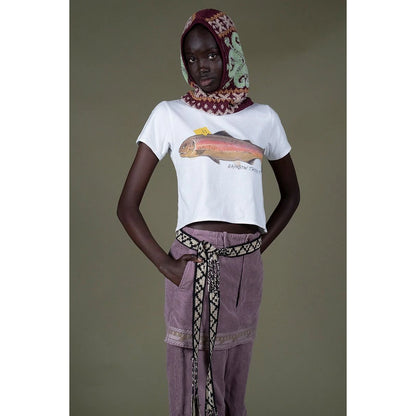Kapital Jersey Cropped T-Shirt (1 Trout Peckish Rainbowy Print)