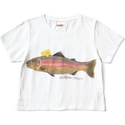 Kapital Jersey Cropped T-Shirt (1 Trout Peckish Rainbowy Print)