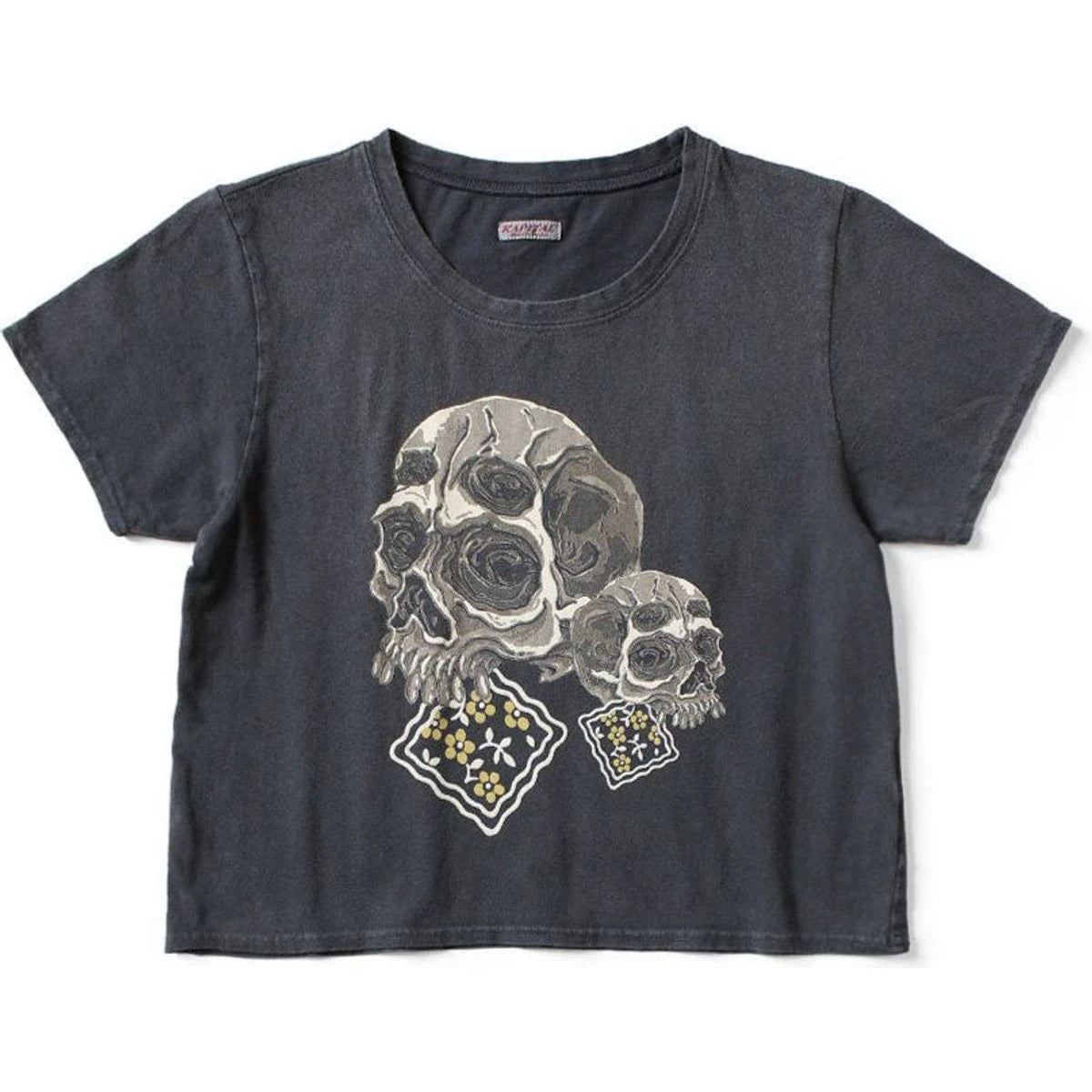 Kapital Jersey Cropped T-Shirt (Peckish Rain Skull Print)