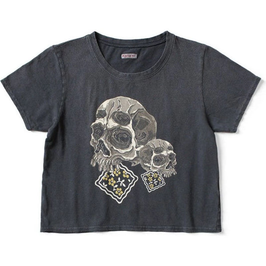 Kapital Jersey Cropped T-Shirt (Peckish Rain Skull Print)