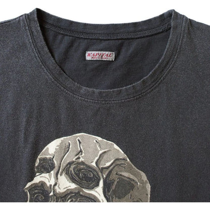 Kapital Jersey Cropped T-Shirt (Peckish Rain Skull Print)