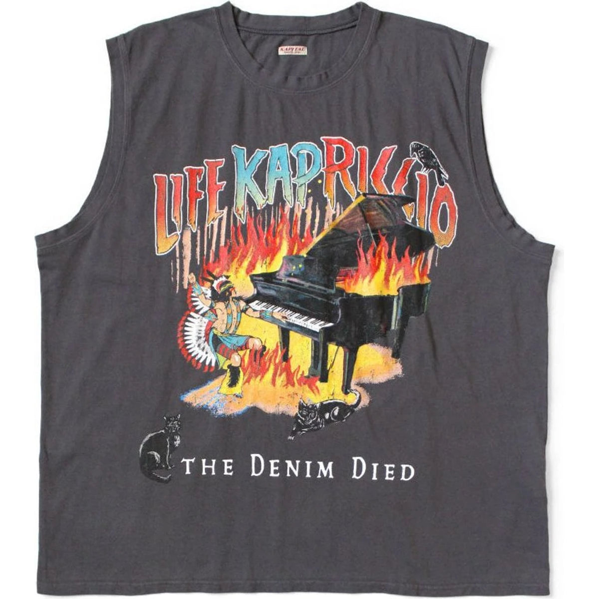 Kapital Jersey Sleeveless Big Tee (Burning Piano Print)