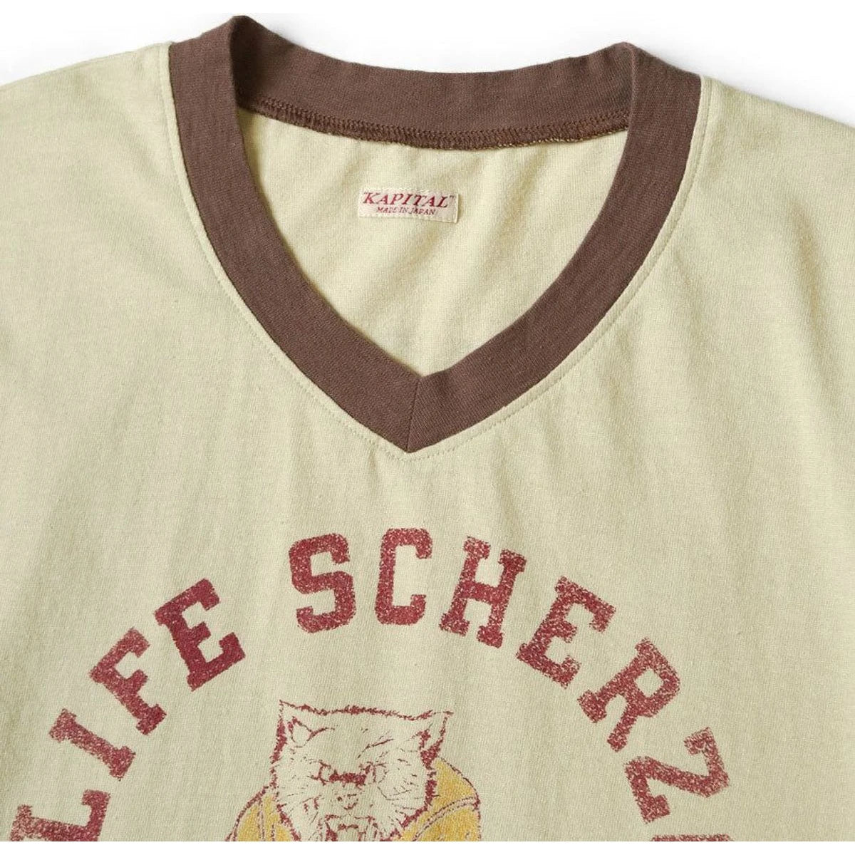 Kapital Jersey V Neck Ringer T (College Catpitalpt)