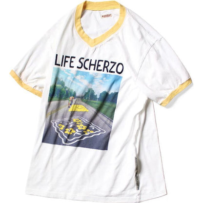 Kapital Jersey V Neck Ringer T(Life Scherzo Road Sign Painterpt)