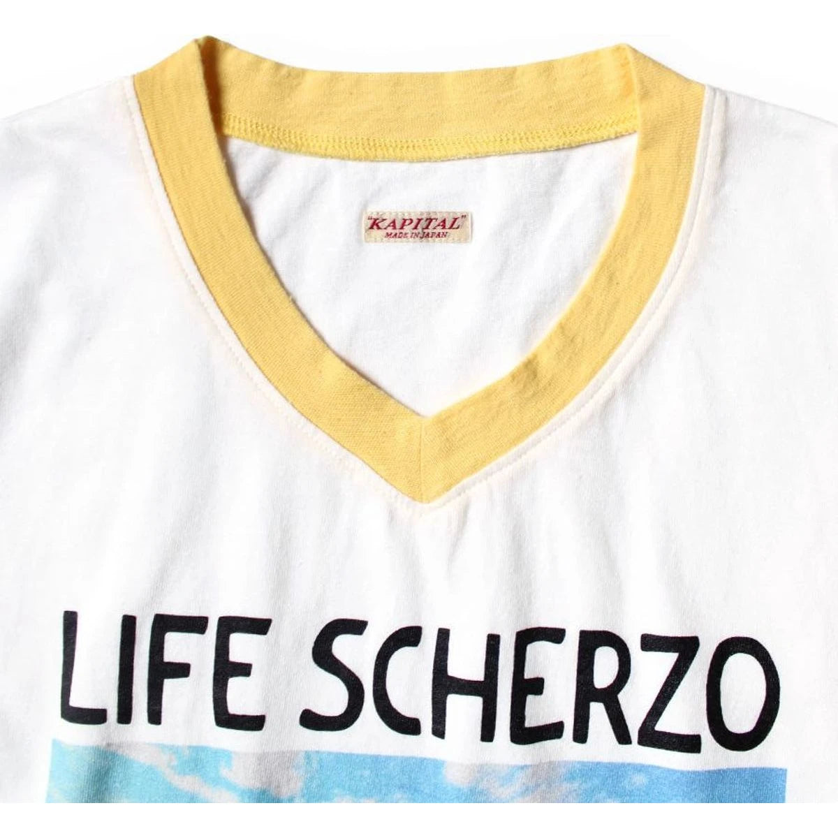 Kapital Jersey V Neck Ringer T(Life Scherzo Road Sign Painterpt)