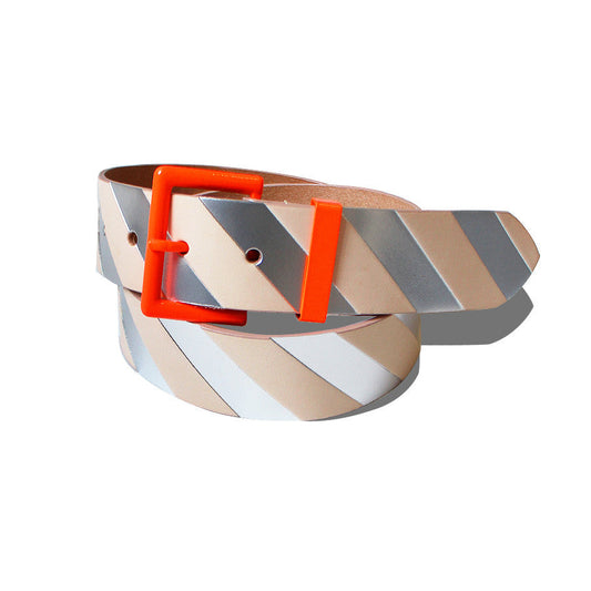 Kapital Cow Leather Regimental Print Neon Belt