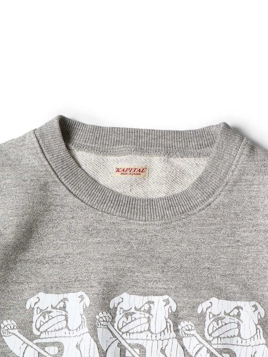 Kapital Top Fleece Crew Sweatshirt (`P`Bulldog Print)