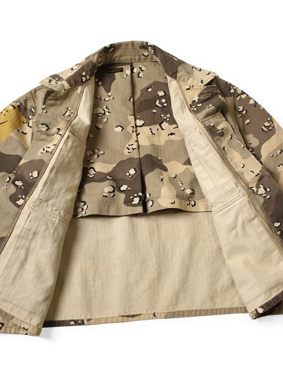 Kapital Cotton Herringbone Peckish Chocolate Chip Camo Army Jacket (Short)