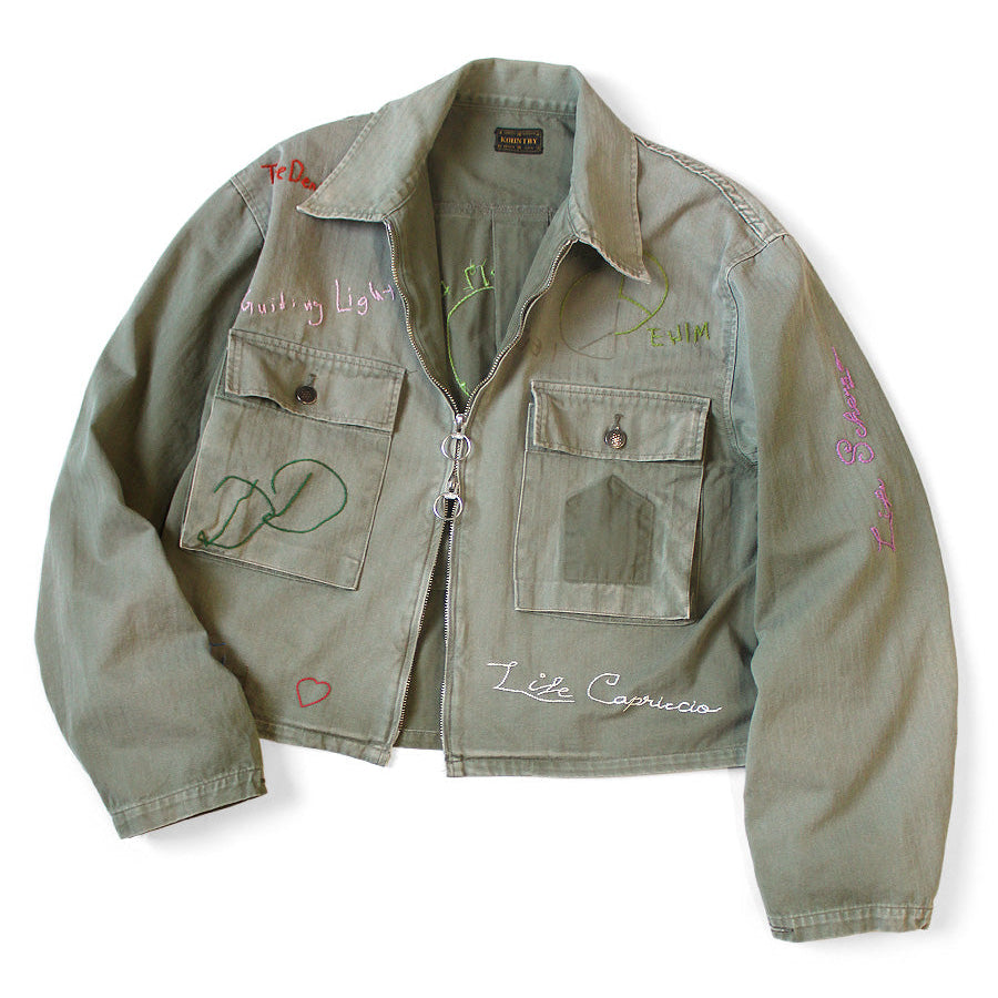 Kapital Herringbone Hunter Drizzler Jacket (Memorial Embroidery Model)