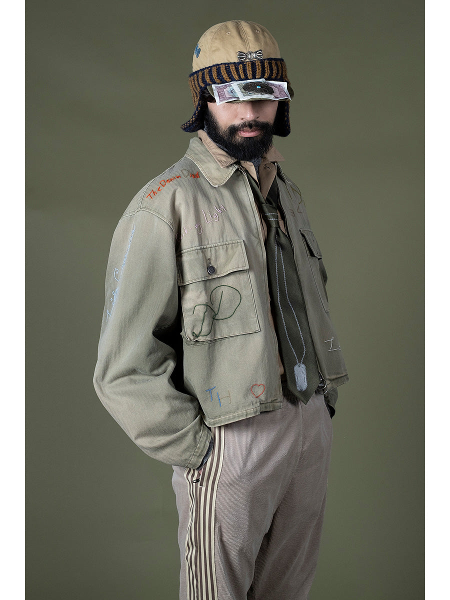 Kapital Herringbone Hunter Drizzler Jacket (Memorial Embroidery Model)