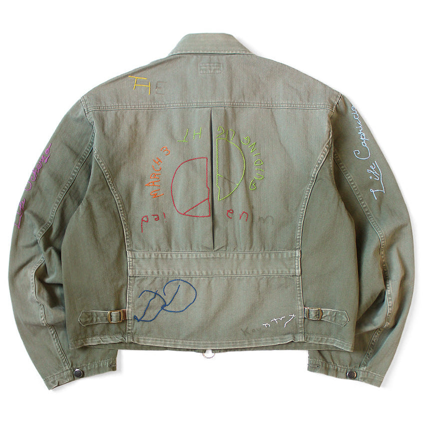 Kapital Herringbone Hunter Drizzler Jacket (Memorial Embroidery Model)