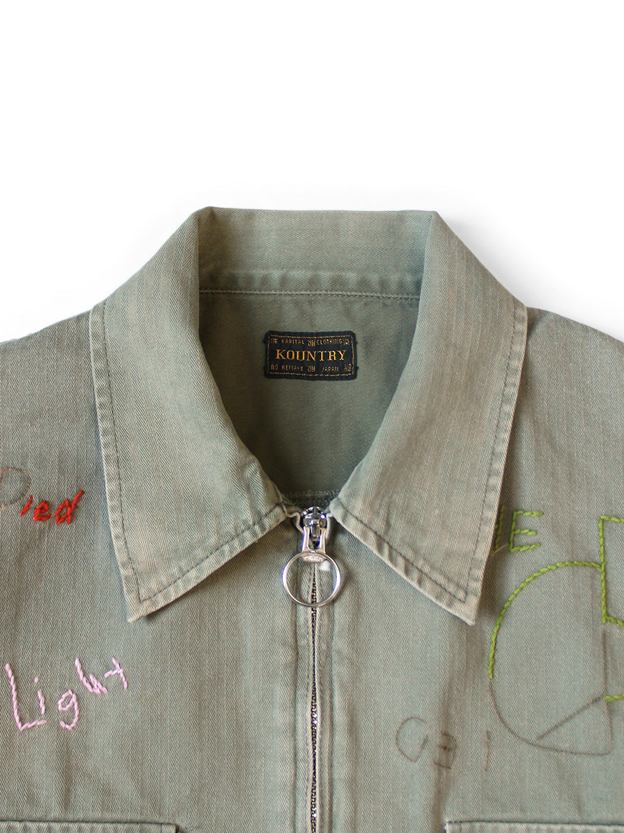 Kapital Herringbone Hunter Drizzler Jacket (Memorial Embroidery Model)