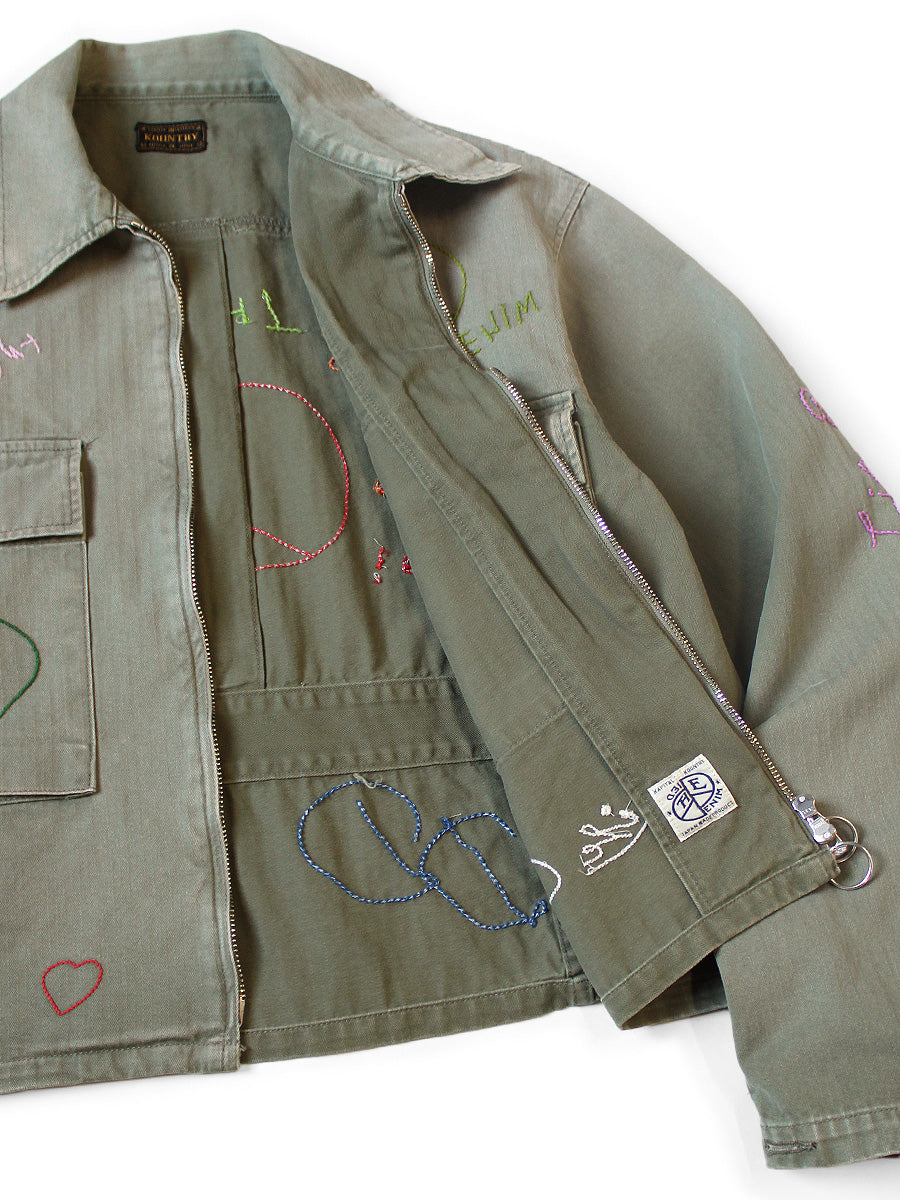 Kapital Herringbone Hunter Drizzler Jacket (Memorial Embroidery Model)