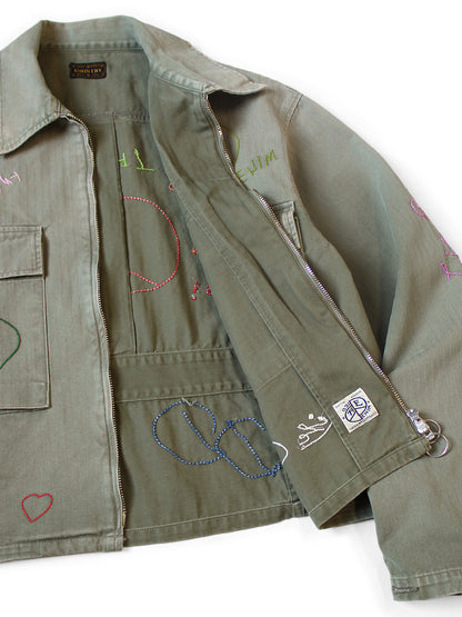 Kapital Herringbone Hunter Drizzler Jacket (Memorial Embroidery Model)