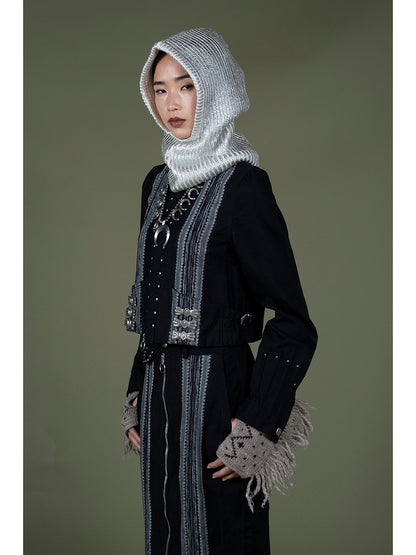 Kapital 12oz Arrow Pattern Jacquard Denim Bolero Jacket