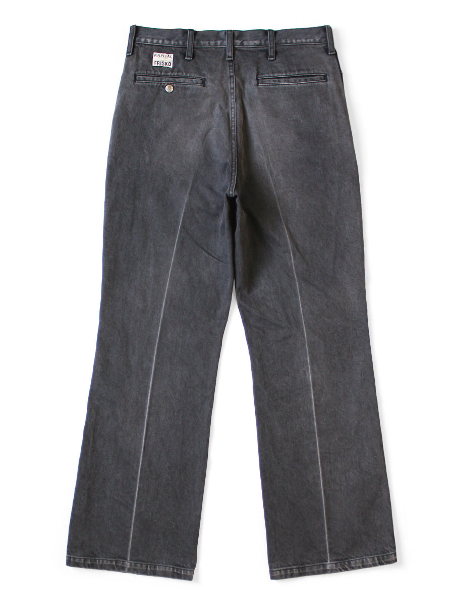Kapital 14oz Black x Black Denim 5P Frisko (Center Pleats)