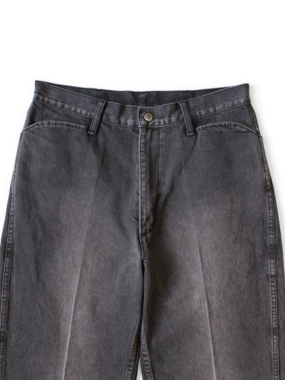 Kapital 14oz Black x Black Denim 5P Frisko (Center Pleats)